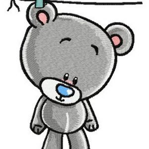 Teddy on clothespin embroidery design