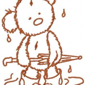 Teddy Bear rainy day embroidery design