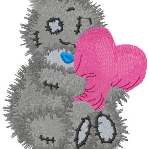 Teddy Bear with heart embroidery design