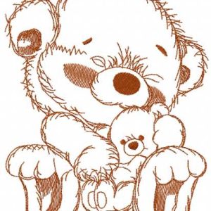 Teddy with teddy embroidery design