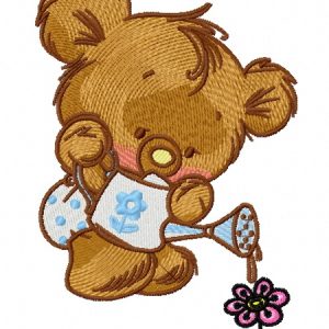 Teddy with watering can 2 embroidery design