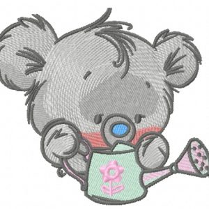 Teddy with watering can 4 embroidery design