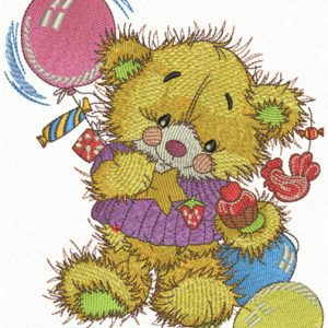 Teddy's birthday embroidery design