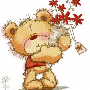 Teddy's bouquet embroidery design