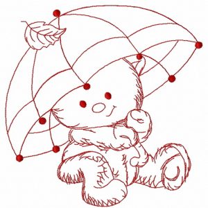 Teddy's rainy day 3 embroidery design