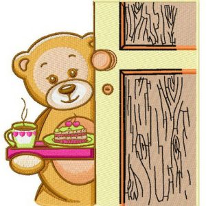 Teddy's tea time 2 embroidery design