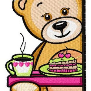 Teddy's tea time 3 embroidery design