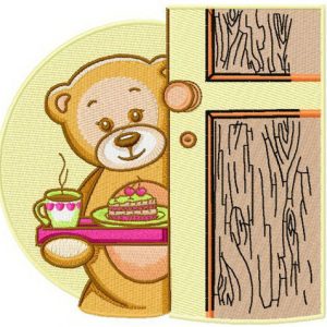 Teddy's tea time embroidery design