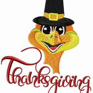Thanksgiving with funny turkey embroidery design