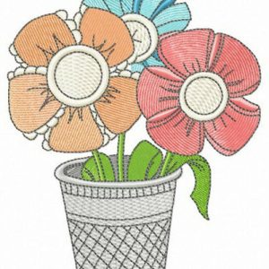 Thimble with flowers embroidery design