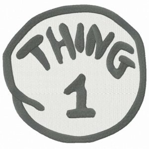 Thing 1 round badge embroidery design
