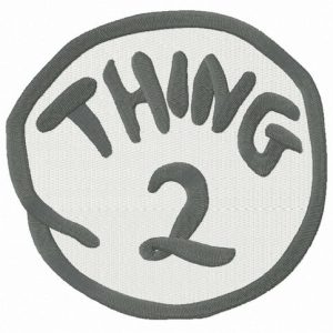 Thing 2 round badge embroidery design
