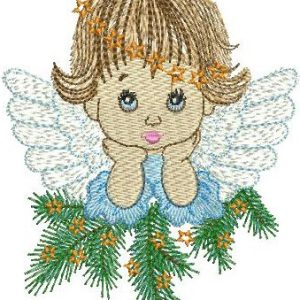 Thoughtful Christmas Angel embroidery design