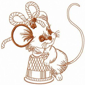 Thoughtful mouse embroidery design