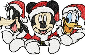 Mickey Mouse, Goofy and Donald Duck embroidery design