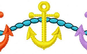 Three anchors embroidery design