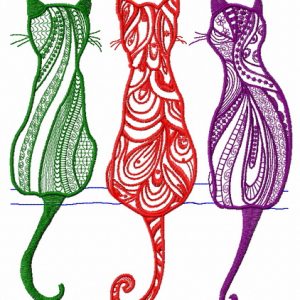 Three cats embroidery design