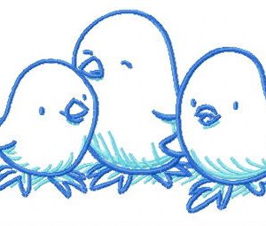 Three chickens embroidery design