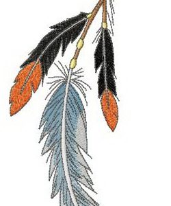 Three feather decoration embroidery design