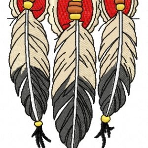 Three feathers embroidery design