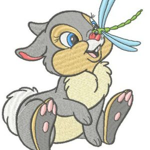 Thumper with dragonfly embroidery design