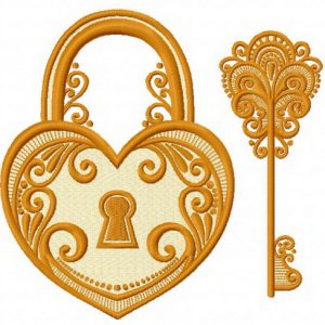 Tiffany key and keylock embroidery design