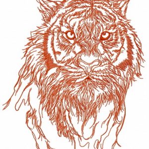 Tiger after rain embroidery design