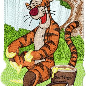 Tigger and butter embroidery design