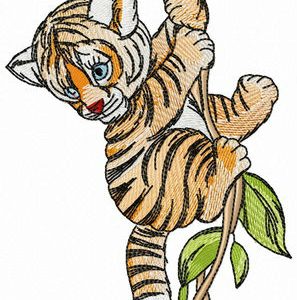 Tiger on liana embroidery design