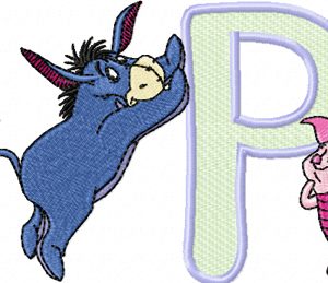 Eeyore and Piglet Alphabet Letter P embroidery design
