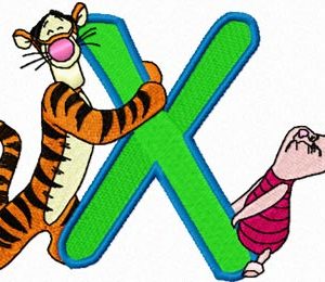 Tigger and Piglet letter X embroidery design