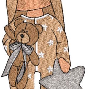 Tilda doll with bear and star embroidery design
