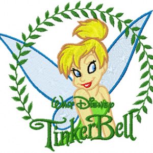 Tinkerbell in the Frame of the Leaves embroidery design