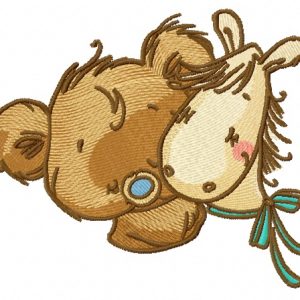 Tiny bear with pony toy 3 embroidery design