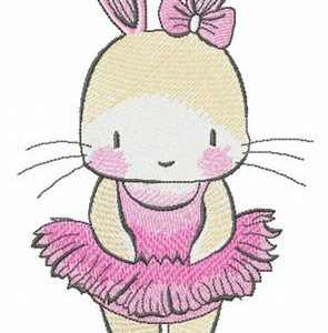 Tiny bunny ballerina embroidery design