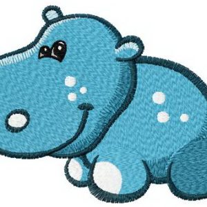 Tiny hippo embroidery design
