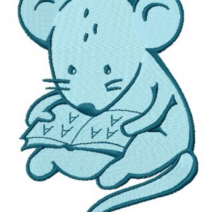 Tiny mouse reading 2 embroidery design