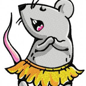 Tiny mouse singing embroidery design
