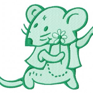 Tiny mouse with flower 2 embroidery design