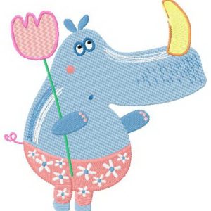Tiny rhino embroidery design