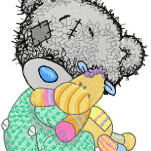 Teddy bear and favorite toy embroidery design