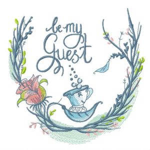 Tiny tea cup embroidery design