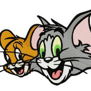 Tom and Jerry heads embroidery design