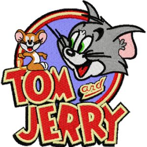 Tom and Jerry Badge embroidery design