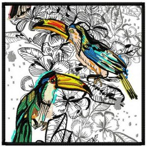 Toucan couple embroidery design