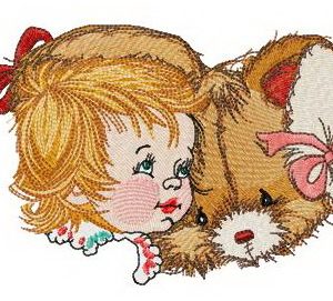 Touching friendship embroidery design