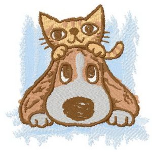 Touching friendship embroidery design