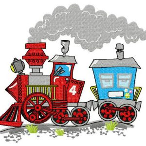 Train ride embroidery design