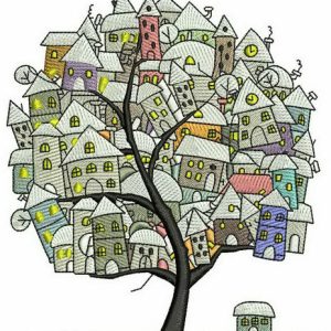 Tree town embroidery design