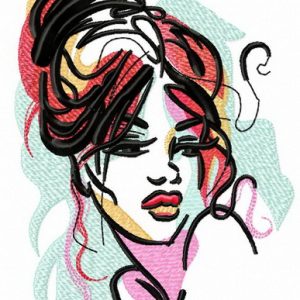 Trendy hairstyle embroidery design